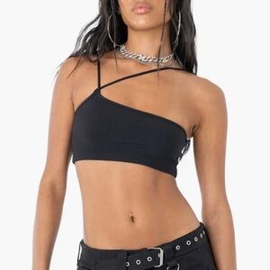 NWOT Edikted Asymmetric One-Shoulder Rib Crop Top